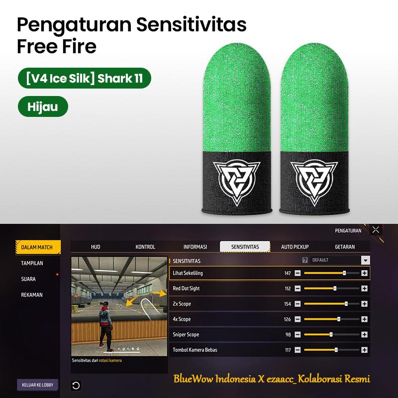‌BlueWow V4 Ice SilkFinger Sleeve/Pro Lengan Jari- Putih Sarung Jari Gaming Generasi Baru - Material Ice Silk/Shark Gaming-Material Nanofiber Premium | High Sensitivity & No Miss Touch | Anti-Sweat + Screen Safe untuk Garena/PUBG/MLBB