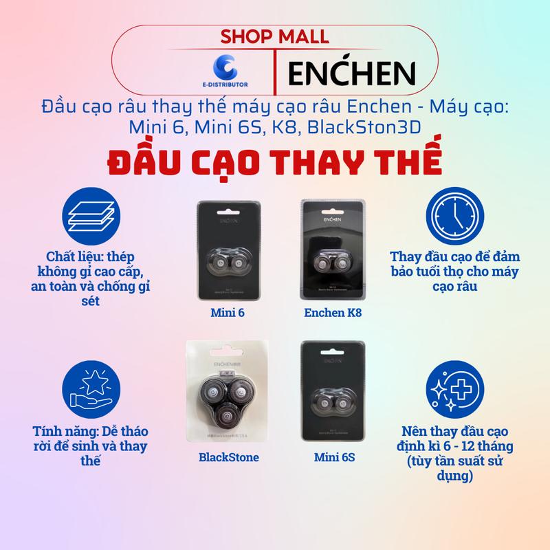 Đầu cạo râu thay thế Enchen Mini 6, Mini 6S, K8, BlackStone - Hàng chính hãng