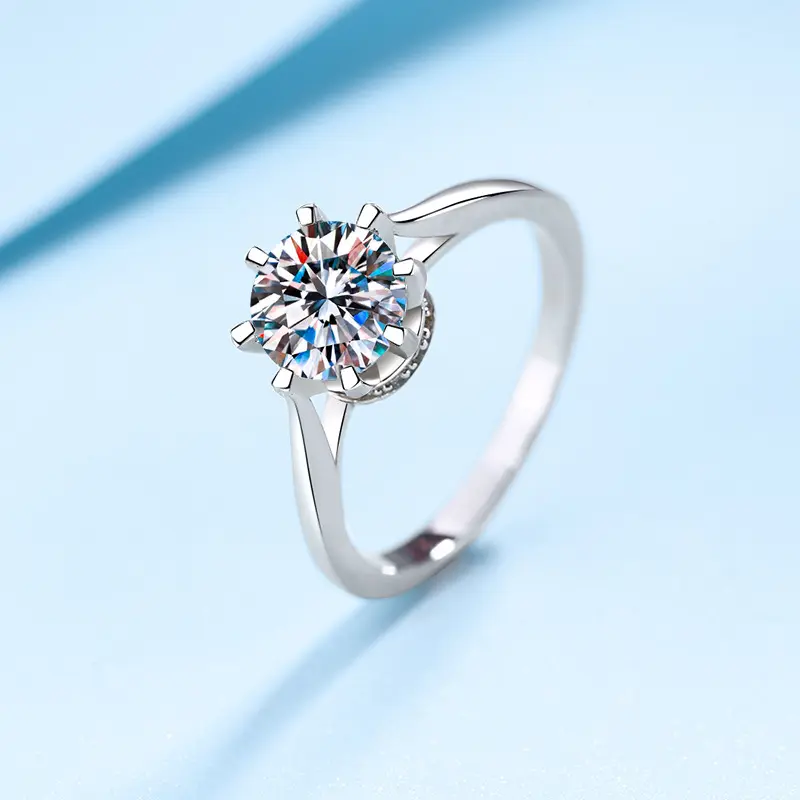 E quisite E ht-Prong Ring 1ct Women Moissanite PT950 Platinum Fine Te ture, Comfortable & Skin-friendly