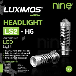 NINE LAMPU MPTOR MINI LASER LUXIMOS H6 ls2 LASER HI/LOW 2 WARNA PUTIH KUNING  BUAT BEBEK DAN METIC