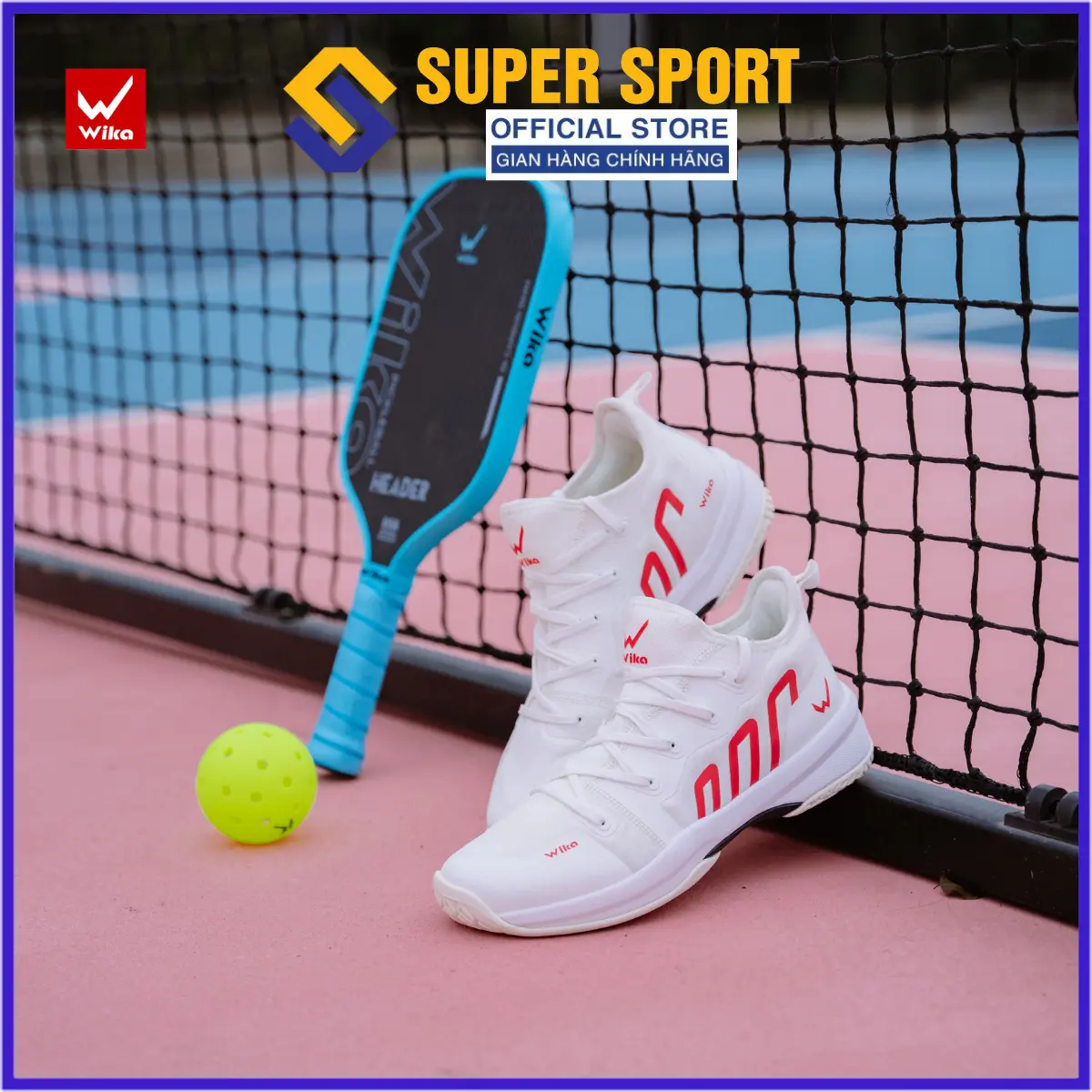 Giày Wika Loudy Chính Hãng Màu Trắng – Giày Chơi Pickleball, Cầu Lông, Bóng Chuyền – Đế Eva Chống Xoắn, Vải Dệt Siêu Bền, Siêu Nhẹ