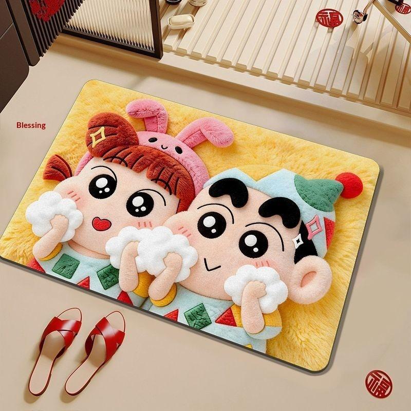 Thảm chống trượt phòng tắm hình hoạt hình Shin-chan thấm nước nhanh cho gia đình