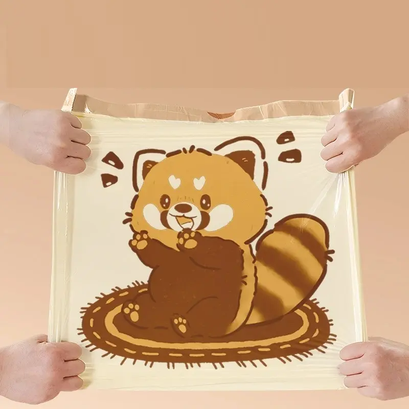 Túi Đựng Rác, Không Rách, Cầm Tay, Thiết Kế Gấu Trúc Đỏ, Dày, Thích Hợp Sử Dụng Trong Gia Đình, Cỡ Lớn, Dùng Một Lần, Có Dây Thừng