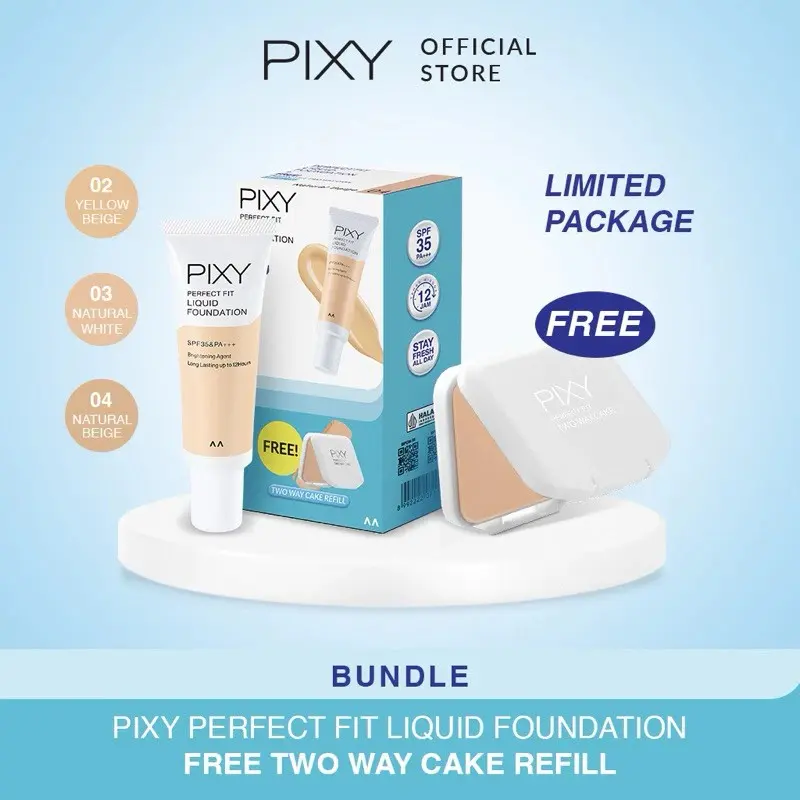 BUY 1 GET FREE TWC !!! PIXY Perfect Fit Liquid Foundation SPF 35 PA+++ 20 ml (FREE Produk untuk shade 02,03) 1