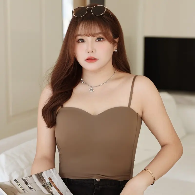 Plus Size Adjustable Spag Ice Spandex Fixed Padding Top / Bralette