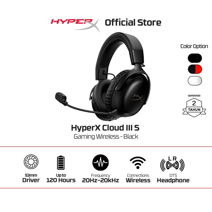 Gambar HyperX Headset Gaming Cloud III S Wireless - Black / Black Red / White Stereo Playback Windows Android iOS Mono Microphone - Black dari HyperX Indonesia Kota Administrasi Jakarta Utara 4 Tokopedia