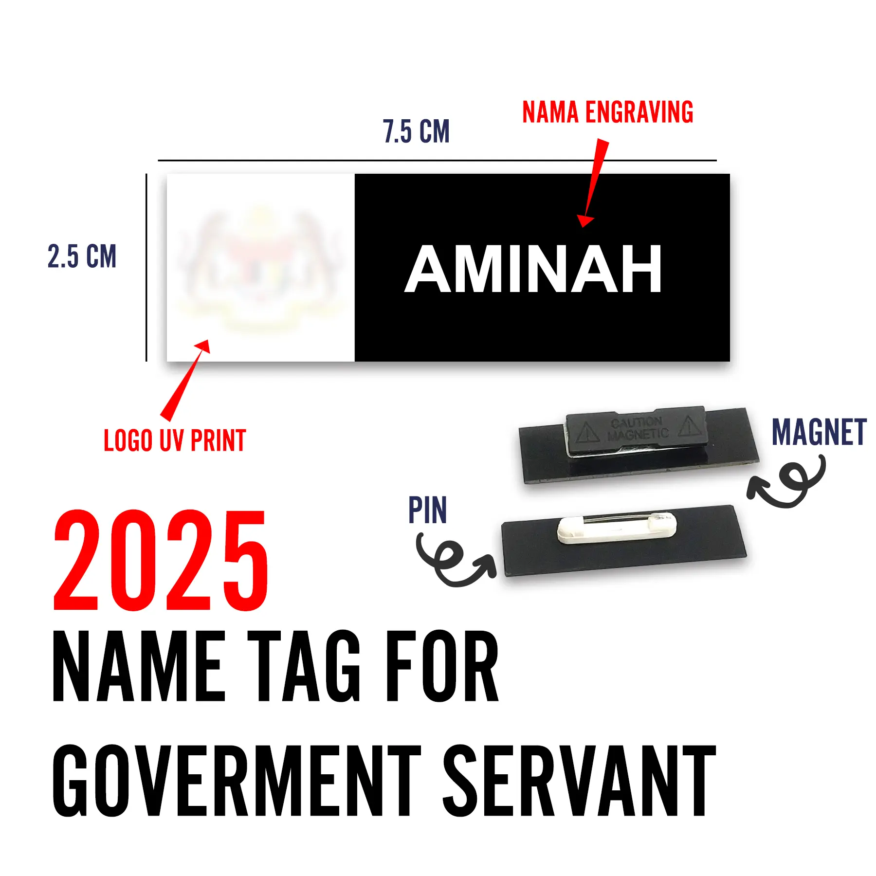 nametag spec baru gov 2025 - nametag jata Pilihan PIN / MAGNET