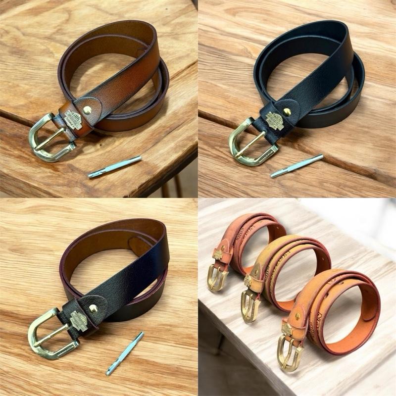 Thắt lưng nam da bò nguyên tấm đầu đồng đúc phong cách dây dài 120cm rộng 3.8cm.