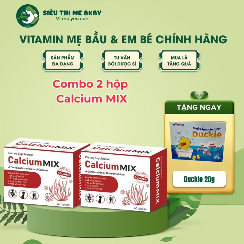 COMBO Viên uống Canxi Calcium MIX, canxi thế hệ mới nhập khẩu từ Ba Lan, hỗ trợ bổ sung canxi kết hợp cùng magie, D3, K2 dành cho mẹ bầu và sau sinh Vitamin
