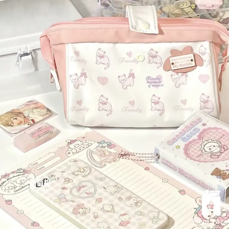 Cute Kitty Pencilcase Large Capacity Student Pencilbag Makeup Bag Cosmetic Bags Travelers Travel to go