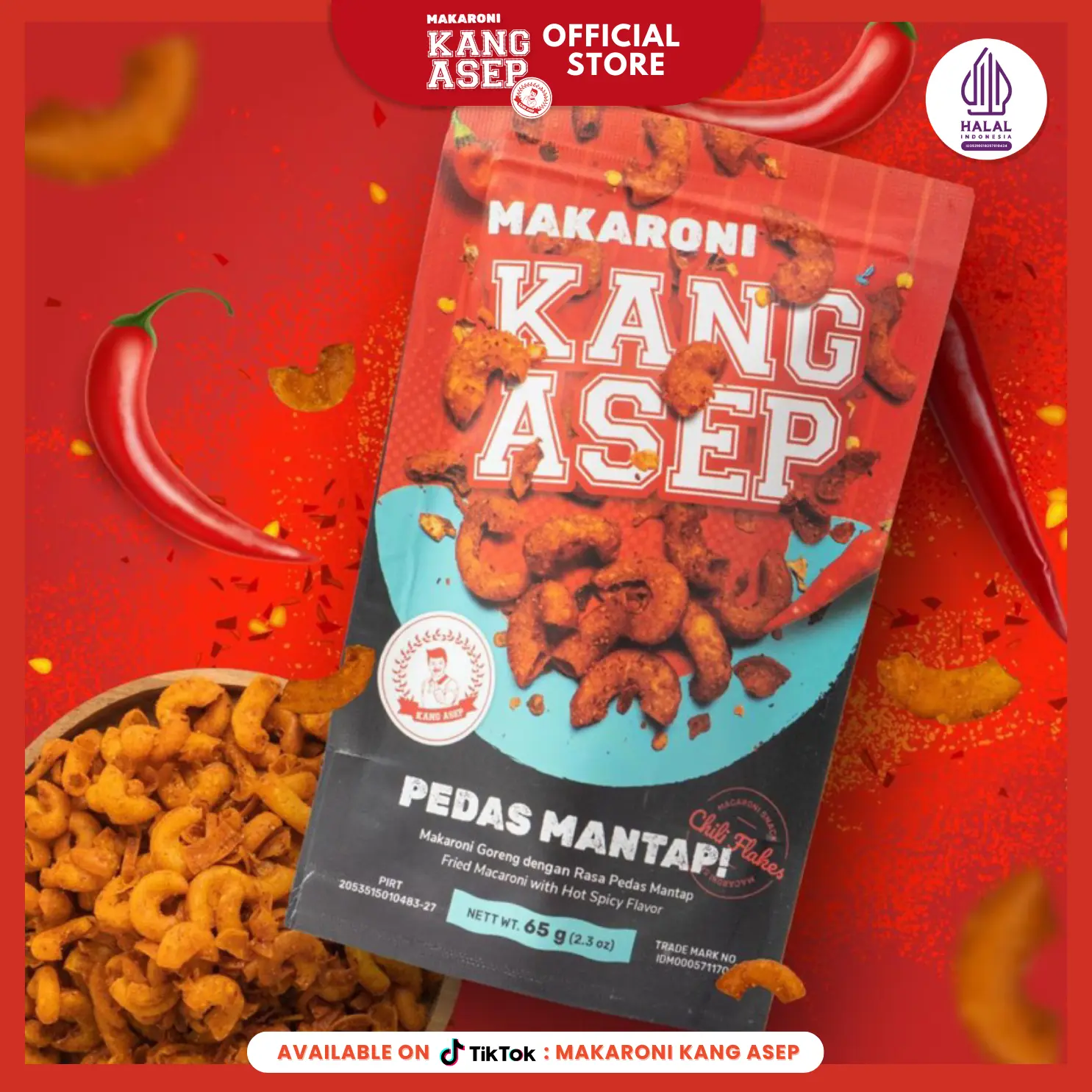 Makaroni Kang Asep Pedas  Pouch 65gr