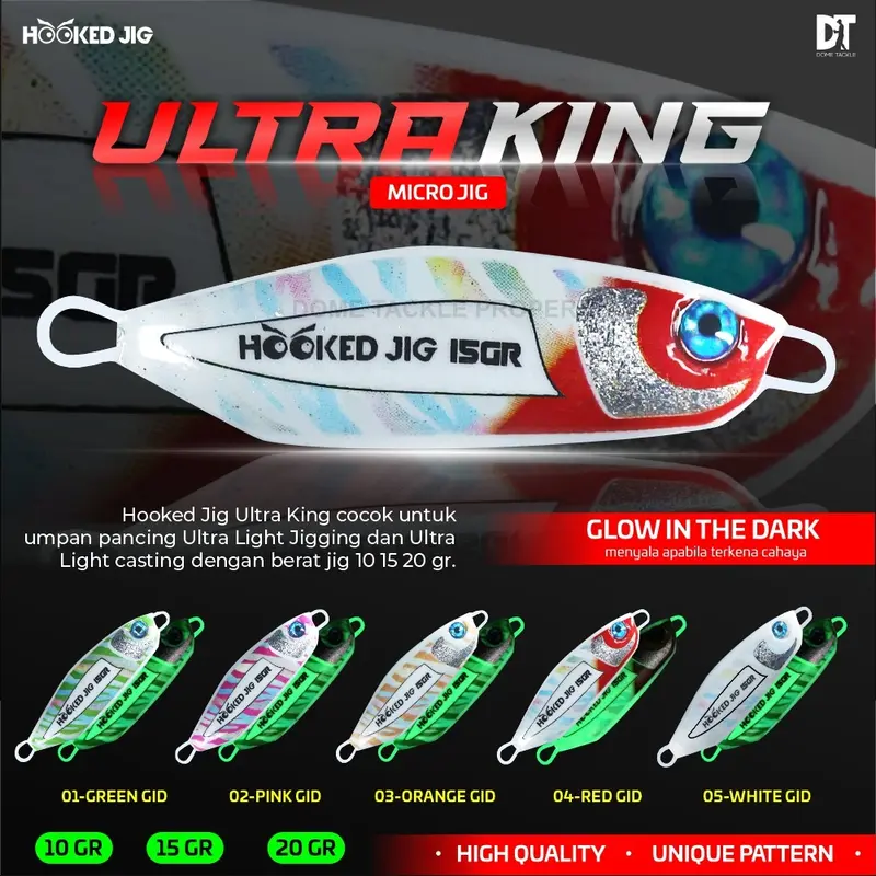 Micro Jig Ultra King By Hooked Jig Umpan Micro Jig I Metal Jig Umpan Pancing Jigging 10 15 20 30 40 60 Gram & Assist Hook Chinu Custom Size 7 0