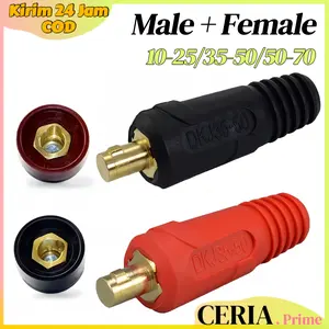Konektor Mesin Las DKJ10-25 DKJ35-50 DKJ50-70 Konektor Kabel Las Male Female Set Lengkap Full Tembaga Tahan Lama