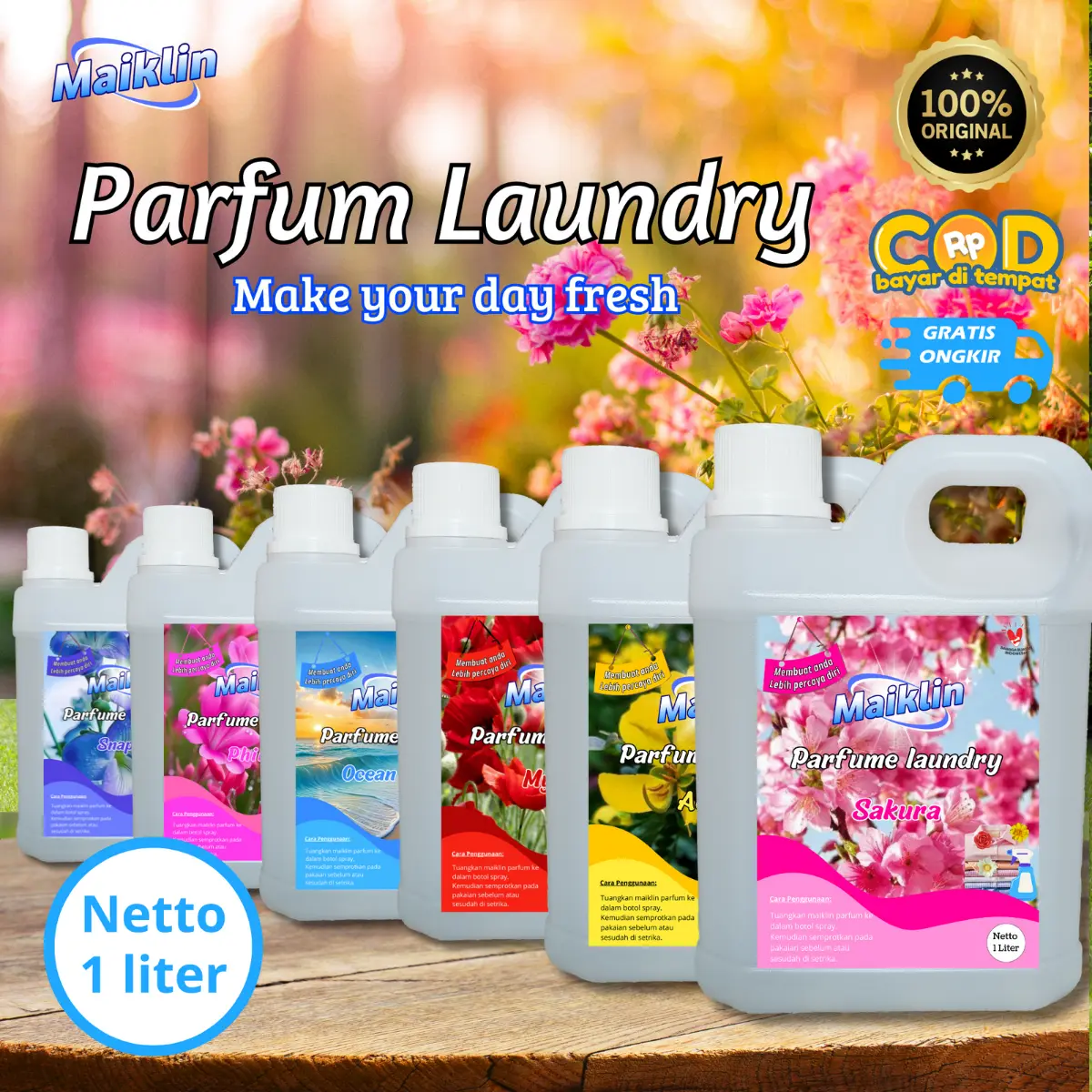 Maiklin Parfum Laundry Tahan Lama 1 liter - Pewangi Laundry Tahan Lama