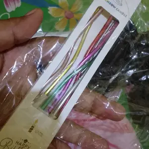 Lilin Ulang Tahun Spiral Metalik & Macaron / Hiasan Kue / Dekorasi Pesta