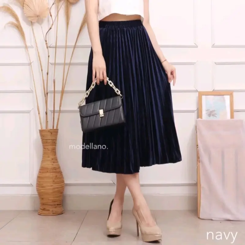 Rok bludru 7/8.rok plisket bludru tebal 7/8 premium 2