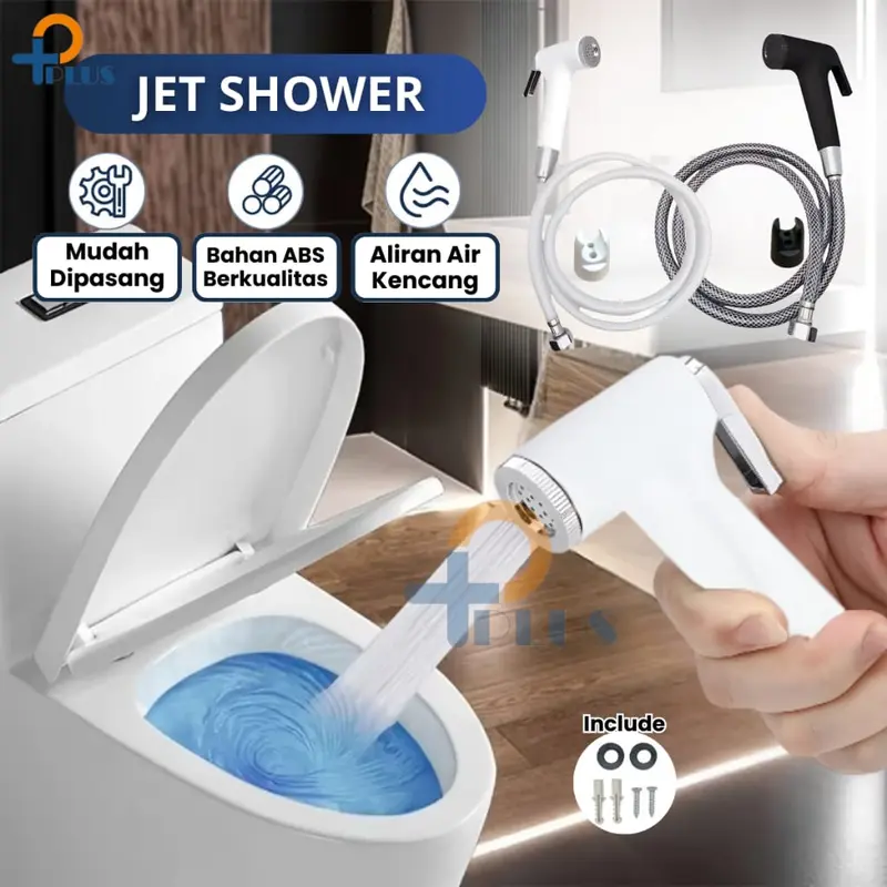 PPLUS Flusso Jet Shower Toilet / Jet Washer Bidet Cebok Kloset Closet WC / Spray Bidet Cebok Kloset Closet WC Murah 1,2 Meter Putih & Hitam 1