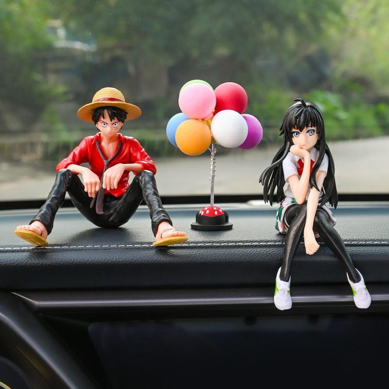 Action Figure One Piece Pajangan Dashboard Mobil Motif Luffy & Snow Yukino Toy Premium ABS Tokoh Aksi Keren PVC Berkualitas Karakter Anime Hits Finishing Sempurna Anti Kusam Include Double Tape 3M