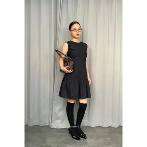 WEARSKYE - Jennifer (TALI) Mini Maxi Casual Basic Dress Butter Black Khaki LD 92cm Bahan Cotton Poplin Belakang Tali Ikat