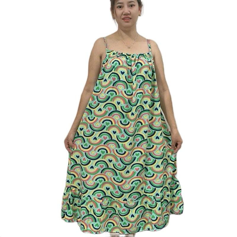 H-20. Bộ Đầm Suông Áo Hai Dây. Chất Liệu Vải Tole Lanh Hai Da. Hoạ Tiết Đa Dạng.Size  Từ 55-95 Kg.. Nữ Women