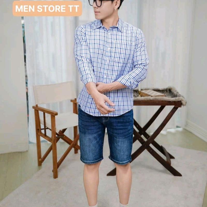 Áo sơ mi nam ca rô cô tôn tay dài mềm mịn thoáng mát, thấm hút mồ hôi - Có Cổ - Menswear Shirt 0