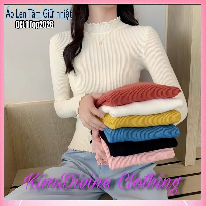 [QCL1] ÁO LEN TĂM CỔ BÈO 3p Basic Len dệt kim Giữ Nhiệt Nữ Women Top2026 KimDivine