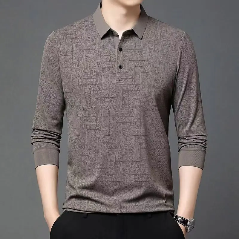Men's polo shirt new long sleeved high-end Korean version business men's casual T-shirt Menswear Top