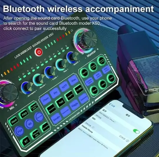 Kartu Suara X50, Kartu Suara Langsung, Kartu Suara Bluetooth Nirkabel, Mixer Audio Langsung, Kartu Suara Rekaman Siaran - X50 1