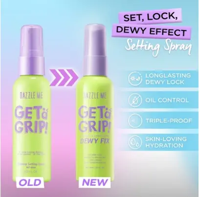 (PRETTY) DAZZLE ME Get a Grip! Makeup Setting Spray Dewy Fix Beauty Protecting 4 X Hydrating Makeup Mist Flawless Lightening Primer Water