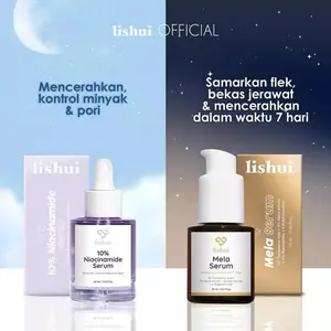 LISHUI Ecer Bundling Serum Mela & Serum Niacinamide | Serum Pencerah Penghilang Flek Hitam Mencerahkan
