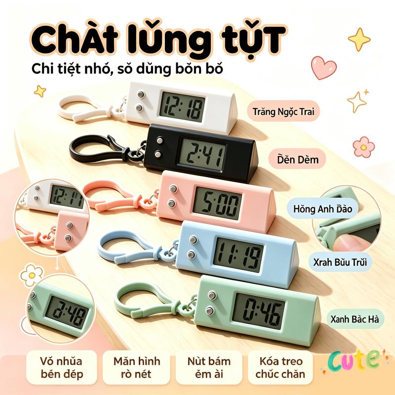 【LRTE】Đồng hồ treo mini hoạt hình đơn giản nhỏ gọn, đồng hồ điện tử dành cho học sinh.2pcs.