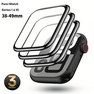 [3pcs Protector de pantalla HD] 3pcs Protector de pantalla de cobertura completa HD para Apple Watch | Película compuesta curva y estilo de fibra de carbono | Ajuste para 38/40/41/42/44/45/46/49mm Ultra/SE/Series 10/9/8/7/6/5/4/3/2/1
