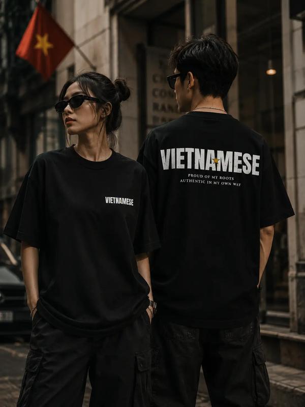Áo Thun Boxy Nam Nữ Zonify "VIETNAMESE" Co Giãn Cổ Tròn Dày Dặn Phông Dáng Rộng Tự Hào Việt Nam Streetwear