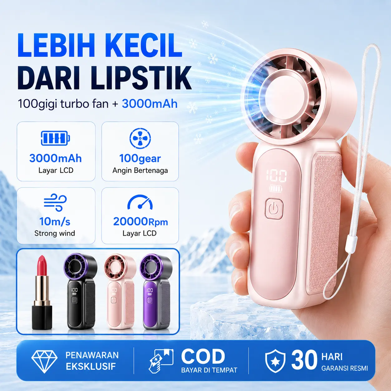 [NEW] Mini Super Kencang Kipas Angin Portable Tangan Genggam Turbo Dengan Daya 100gigi Strong Wind Fan Tahan Lama Yang