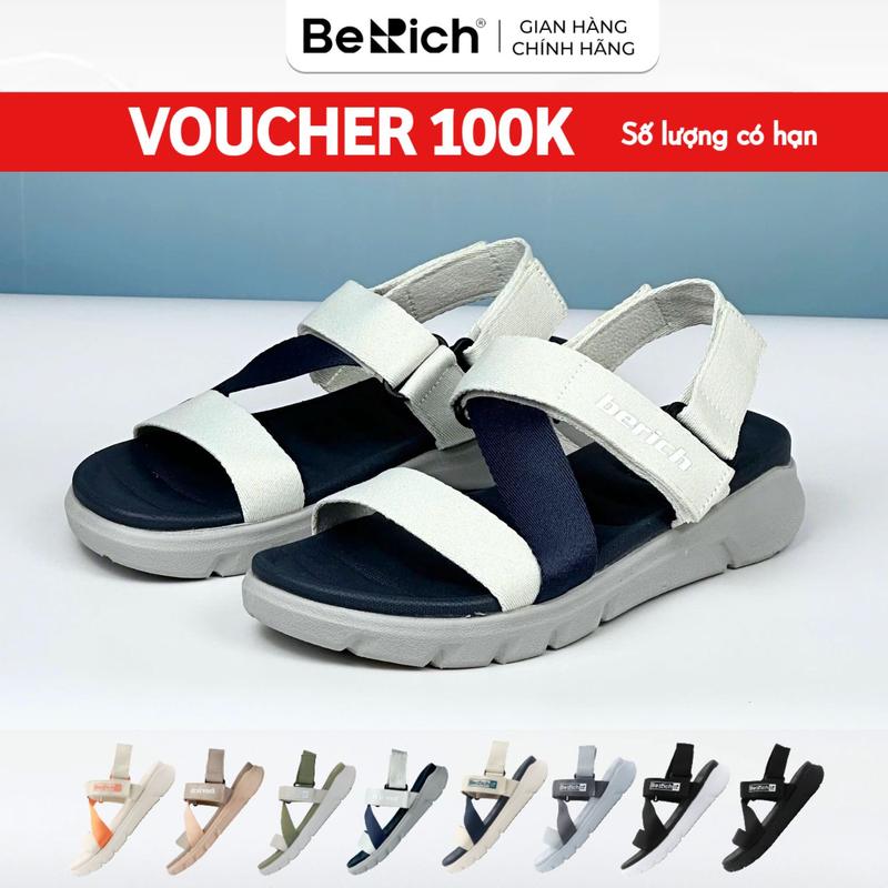 LÙI SIZE Giày Sandal Berich Nam Nữ Quai Chéo Đi Học Cao 4cm Nhẹ Bền Êm BE677