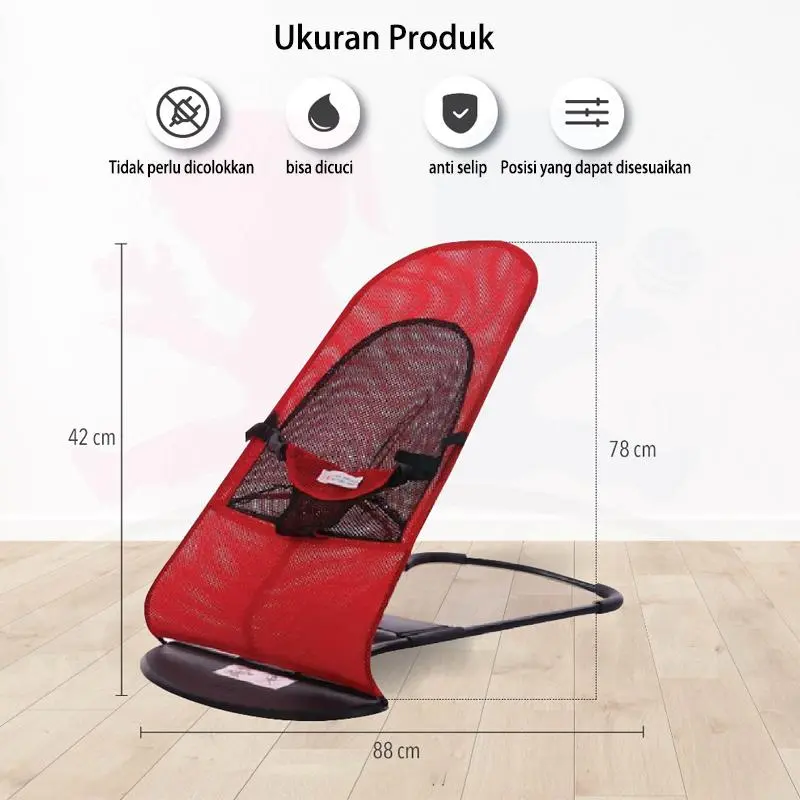 BEIGE Bouncer Bayi Lipat Bergoyang dengan Tempat Tidur Bayi Goyang dan Mainan Anak Laki-Laki dan Perempuan Anak-Anak 8