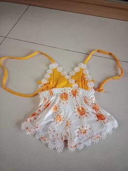 Product Review of Newborn Casual Style Romper, Baby Girl Sleeveless Sun Print V-neck Playsuit with Decorative Flower Yellow from N**y 0