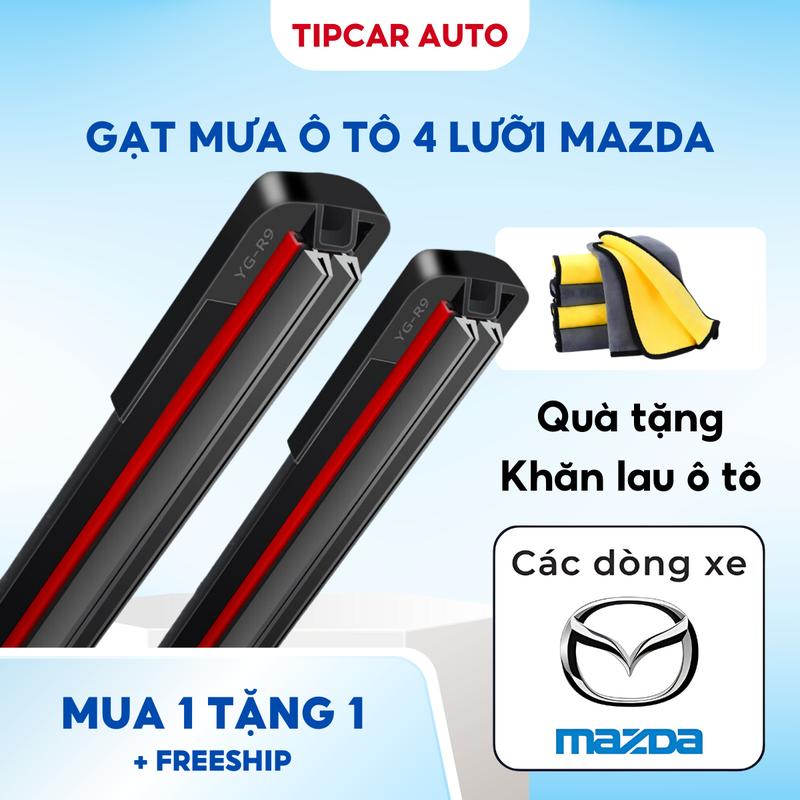 Gạt Mưa Ô Tô Mazda 4 Lưỡi Cao Su Tự Nhiên Chính Hãng Dễ Lắp Đặt Mazda 2 3 6 CX 3 CX 5 CX 8 CX 9 BT50