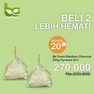 Paket 2in1 200gr pyramid BE FRESH Bamboo Charcoal Air Purifying Bag Tas Penyaring udara anti bau lembab jamur
