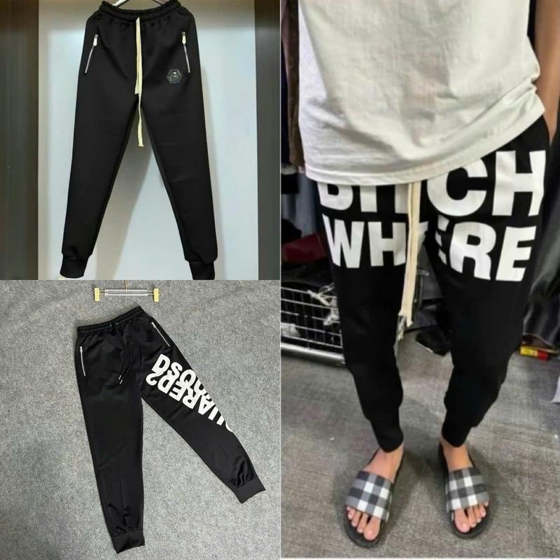 Quần jogger nam , họa tiết chữ trắng , chất umi