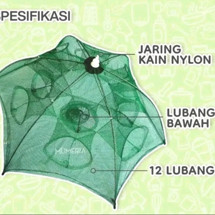 master run/bubu lubang 12/bubu payung/bubu jaring lubang 12/jaring ikan/jebakan ikan/perangkap ikan/wuwu jaring ikan belut, jaer, udang, wader, kepiting