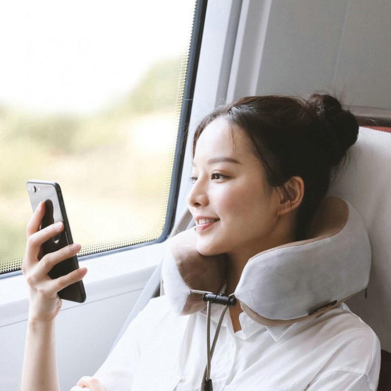 Portable Vibration Massage Pillow for Neck and Back Pain Relief with Heart-warming M-Shaped Arc Design 1