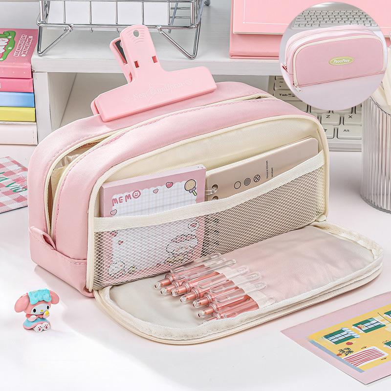 Hộp Đựng Bút Chì Hai Lớp Dung Tích Lớn Thiết Kế Tối Giản Thích Hợp Cho Bé Gái Và Học Sinh Làm Bằng Vải Túi Đựng Bút Chì Đồ Dùng Sắp Xếp Văn Phòng Phẩm Trường Học Túi Đựng Bút