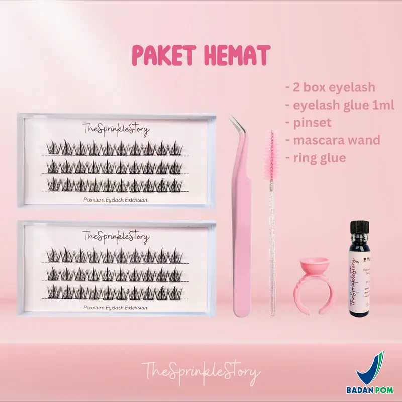 TheSprinkleStory PAKET HEMAT Premium Eyelash Extension Individual Lash Bulu Mata Palsu Anime Douyin Lem Glue 1ml BPOM 0