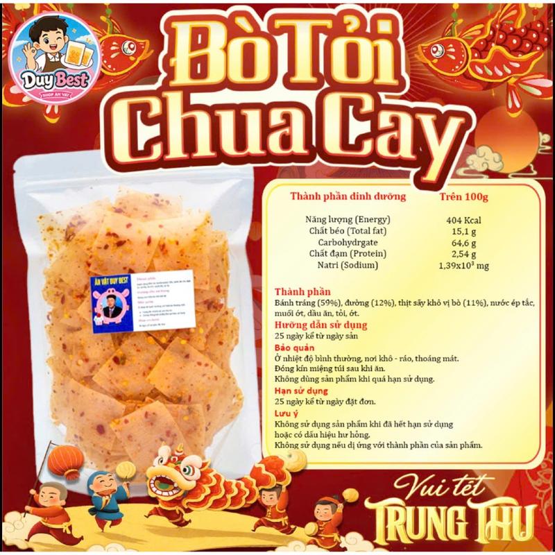 Bánh Tráng Bò Tỏi Chua Cay Duy Best - Vị Tỏi Cay Nồng & Chua Tươi Mới