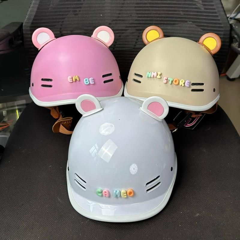  Nón bảo hiểm cá heo nam nữ cao cấp lót nâu tặng kèm quà tặng tai gấu và charm tên gắn mũ 