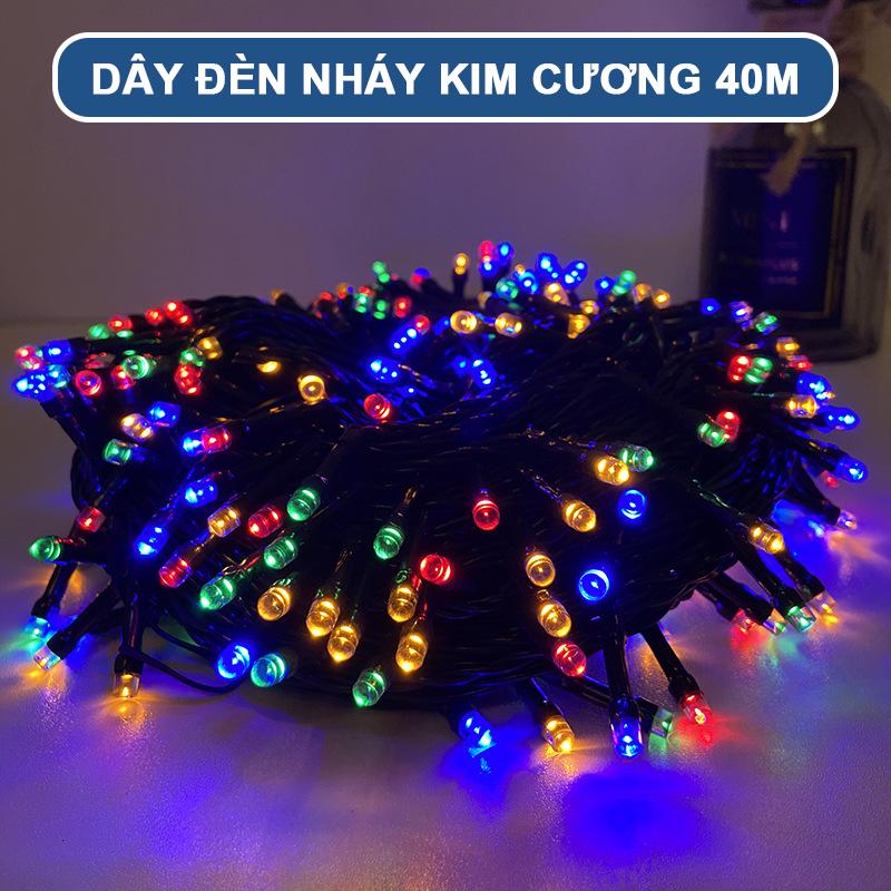 TẾT 2026 Cuộn 40m Dây Đèn Nháy 4 Hiệu Ứng Bộ Dây Đèn Led Trang Trí Bóng Kim Cương Trang Trí Ngoài Trời Sử Dụng An Toàn