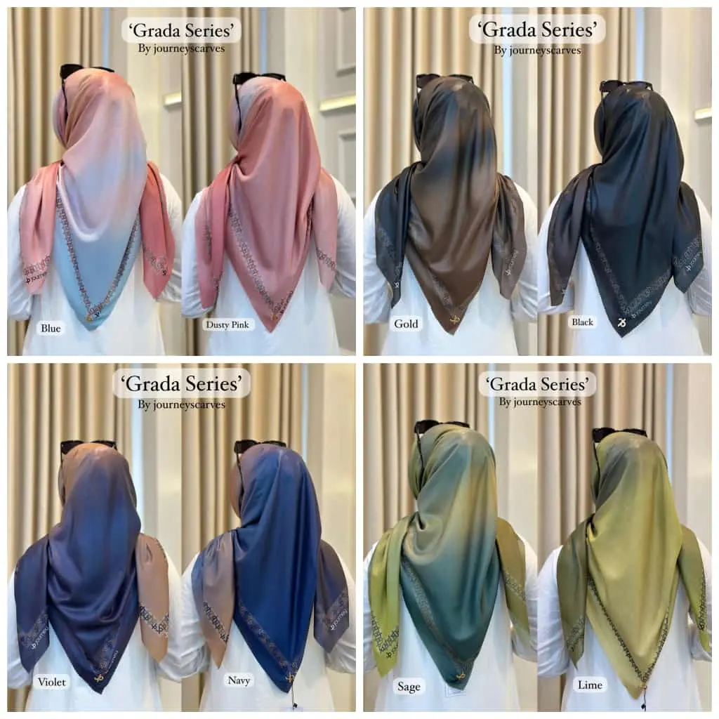 Hijab Kerudung Voal Segi Empat Premium / jilbab Motip Lasercut Sublime Gradasi Journey Series Mewah Square Muslim