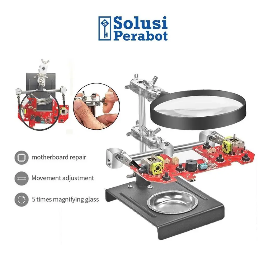 Termurah !! Penjepit PCB TE-809 Kaca Pembesar SP / Dudukan Pegangan Solder Stand Helping Hand Reparasi Magnifier