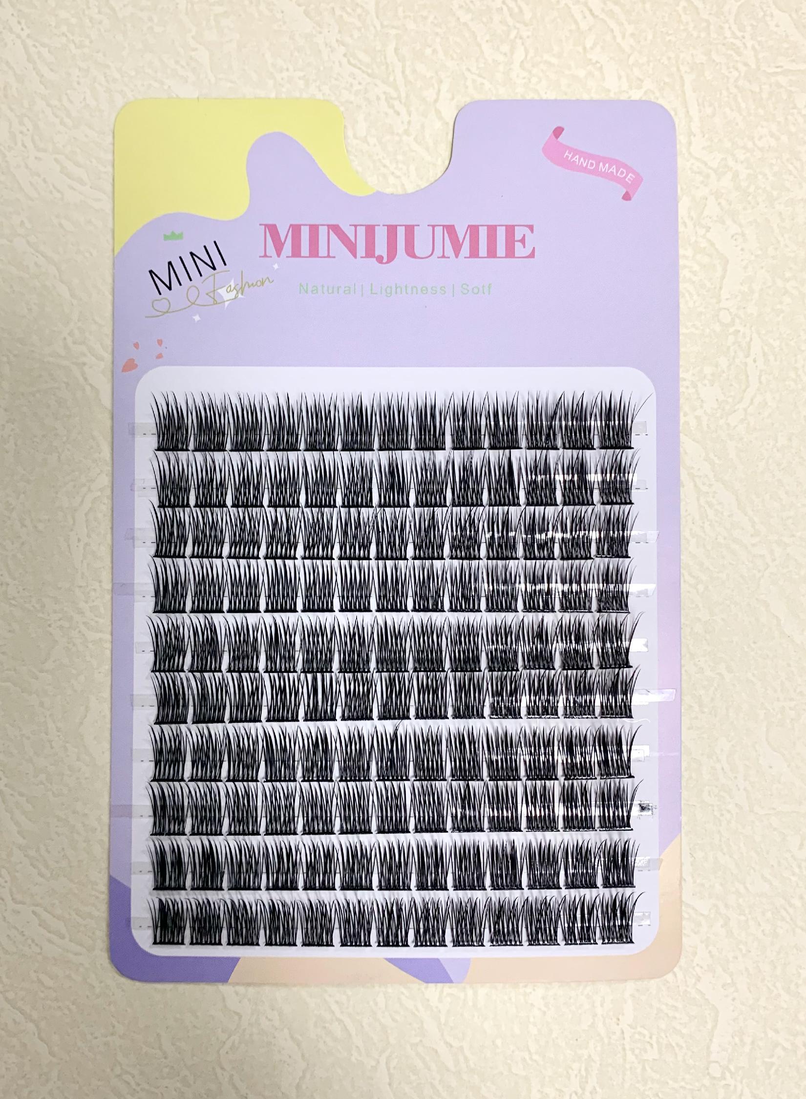 MINIJUMIE Bulu Mata Palsu 14mm dengan Kapasitas Besar dan Keriting Klaster Tunggal Bahan Serat Berkualitas Tinggi Cocok untuk Penampilan Alami Bulumata